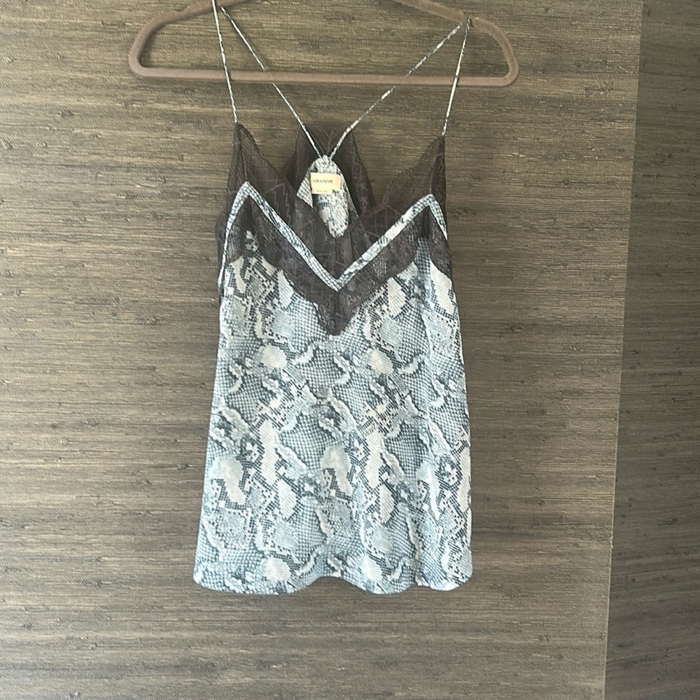 Zadig & Voltaire Teal Lace Trim Cami Top